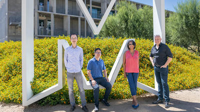 From left to right: Professors Tao Ye, Hui Cai, Sayantani Ghosh and Michael Scheibner are core members of the VISION team.